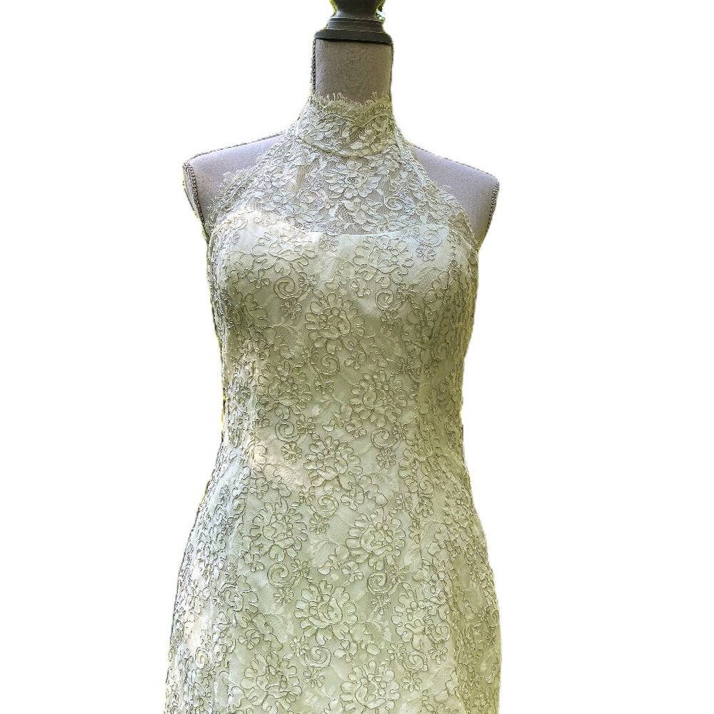 Beautiful Wedding Dress Halter Turtleneck Unique White Mermaid Style Dress